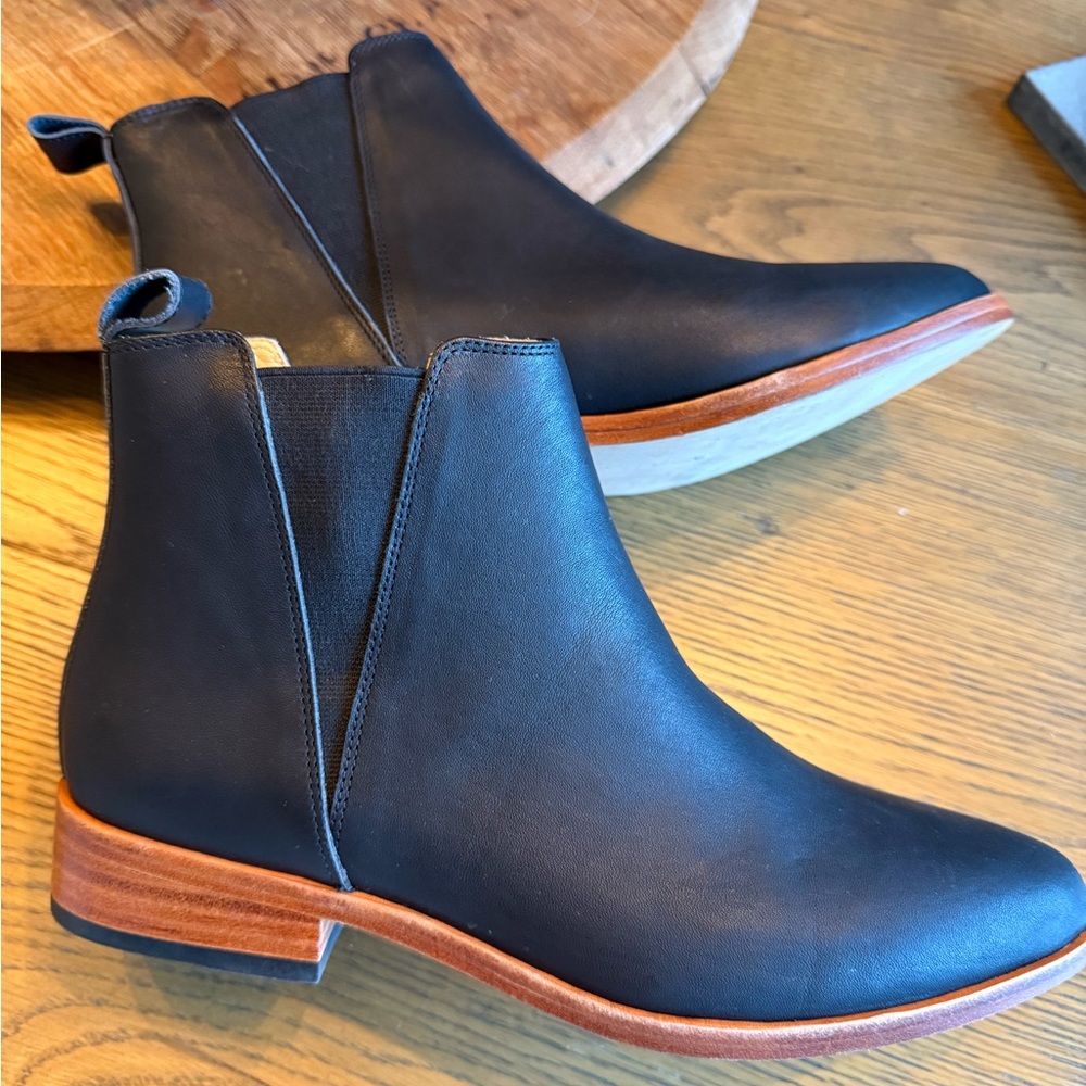 Nisolo Black Leather Ankle Booties Eva Chelsea